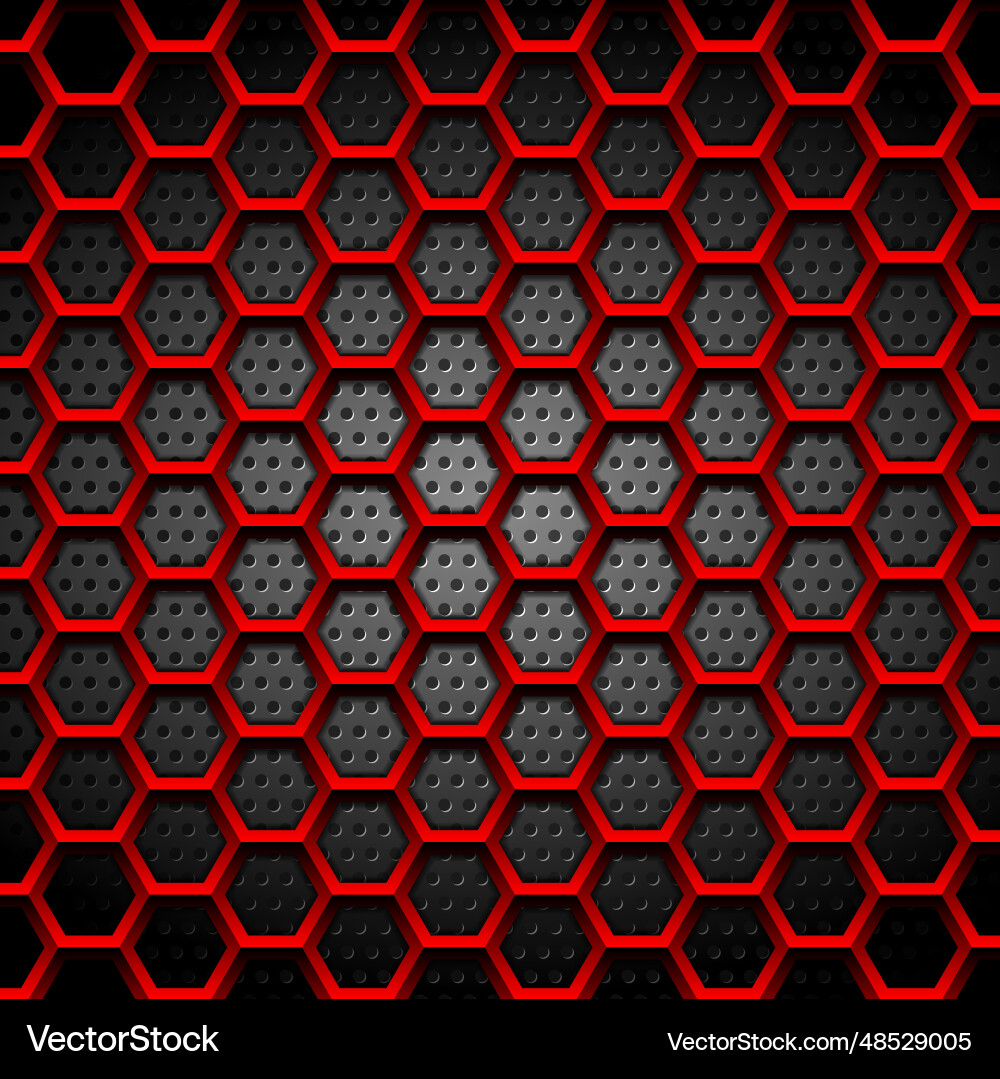 Red Hexagon Tech Texture vector image