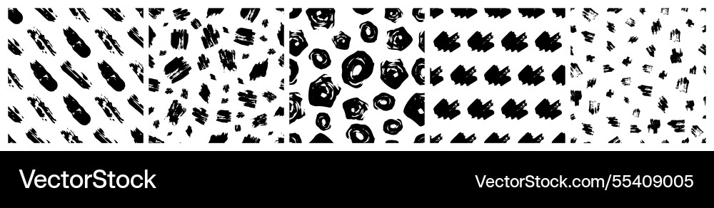 Set of seamless patterns with scribble smears Set of seamless patterns with scribble smears vector image