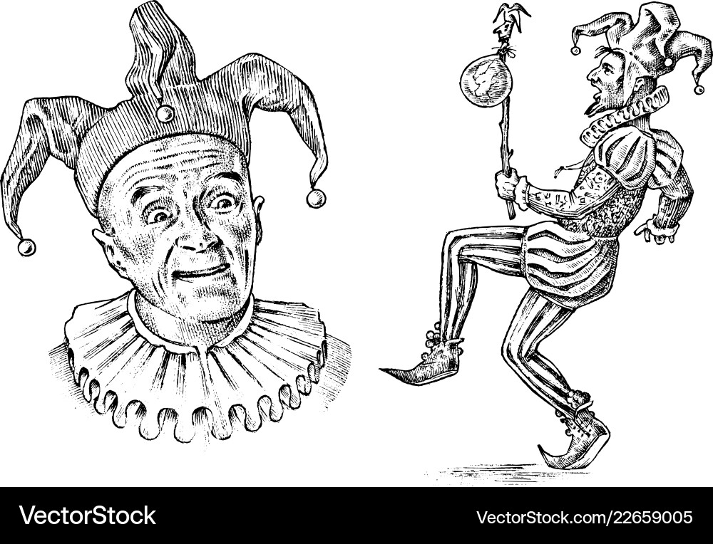 Vintage Jester in Fool's Cap vector image