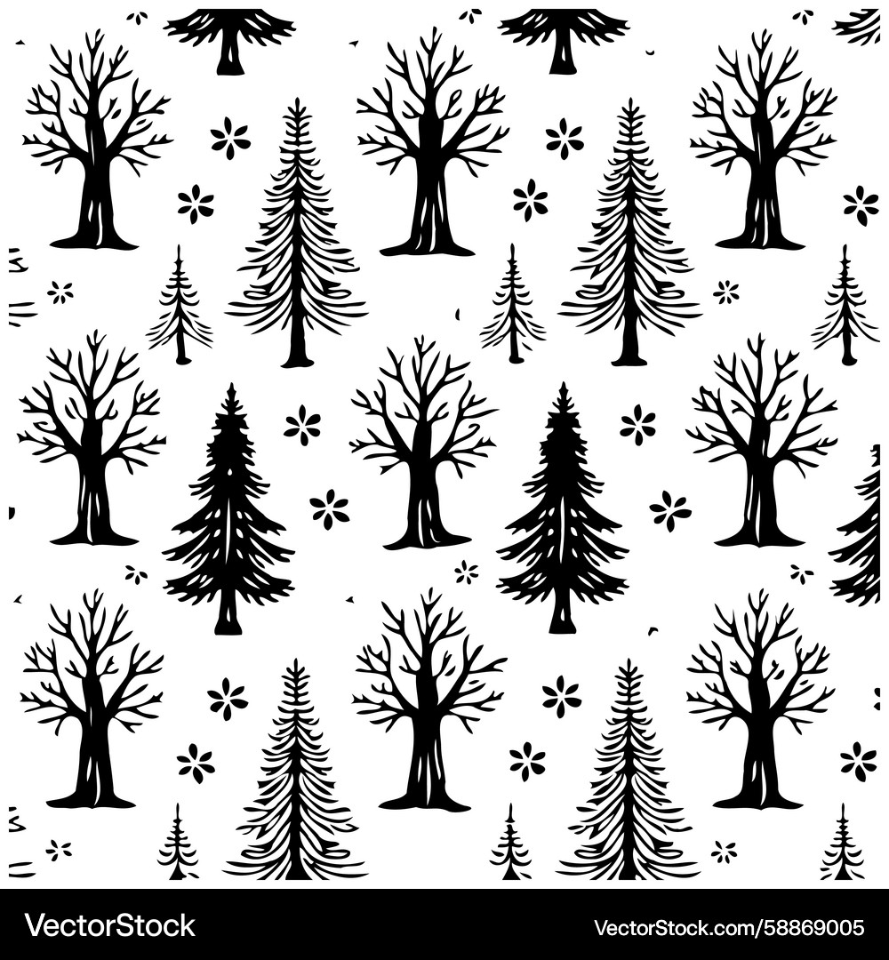 Winter Forest Silhouette Pattern Vector Image