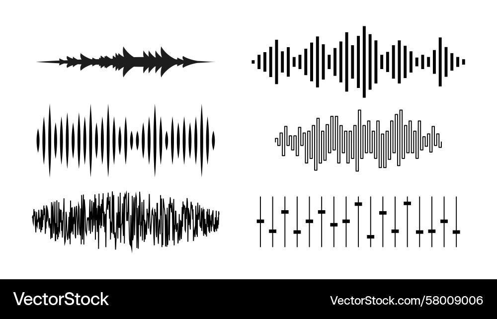Abstract Audio Waves - Sound Elements Vector Image