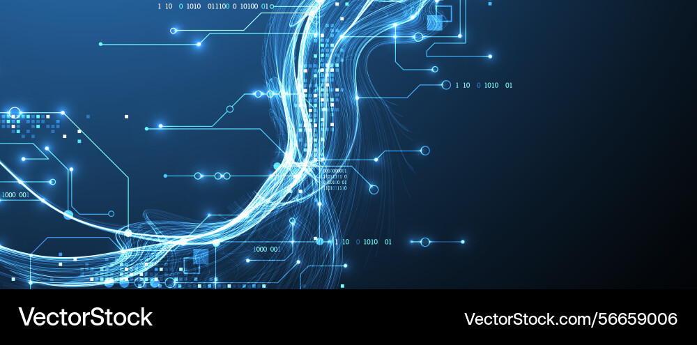 Abstract data wave with futuristic circuit lines Abstract data wave with futuristic circuit lines vector image
