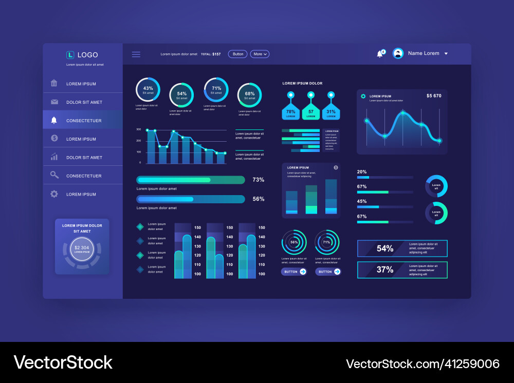 Admin Dashboard UI Template vector image