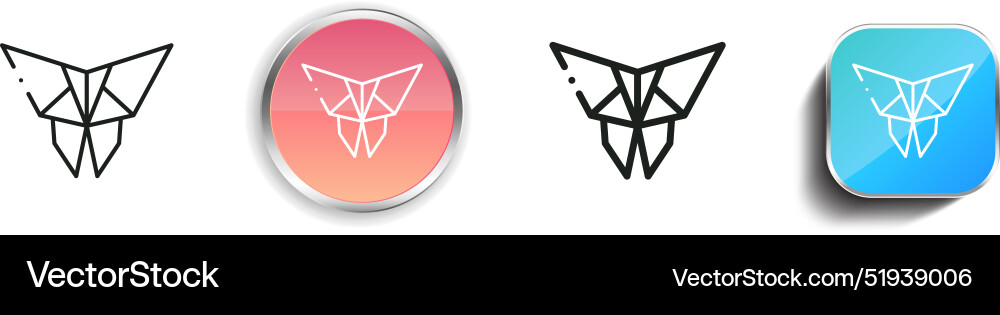 Butterfly icon thin linear regular and button Butterfly icon thin linear regular and button vector image