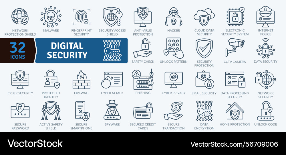 Digital security icons protecting data Digital security icons protecting data vector image