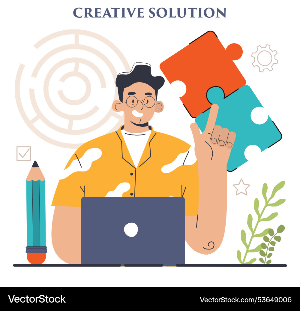 Finding a solution generation of creative idea vector image