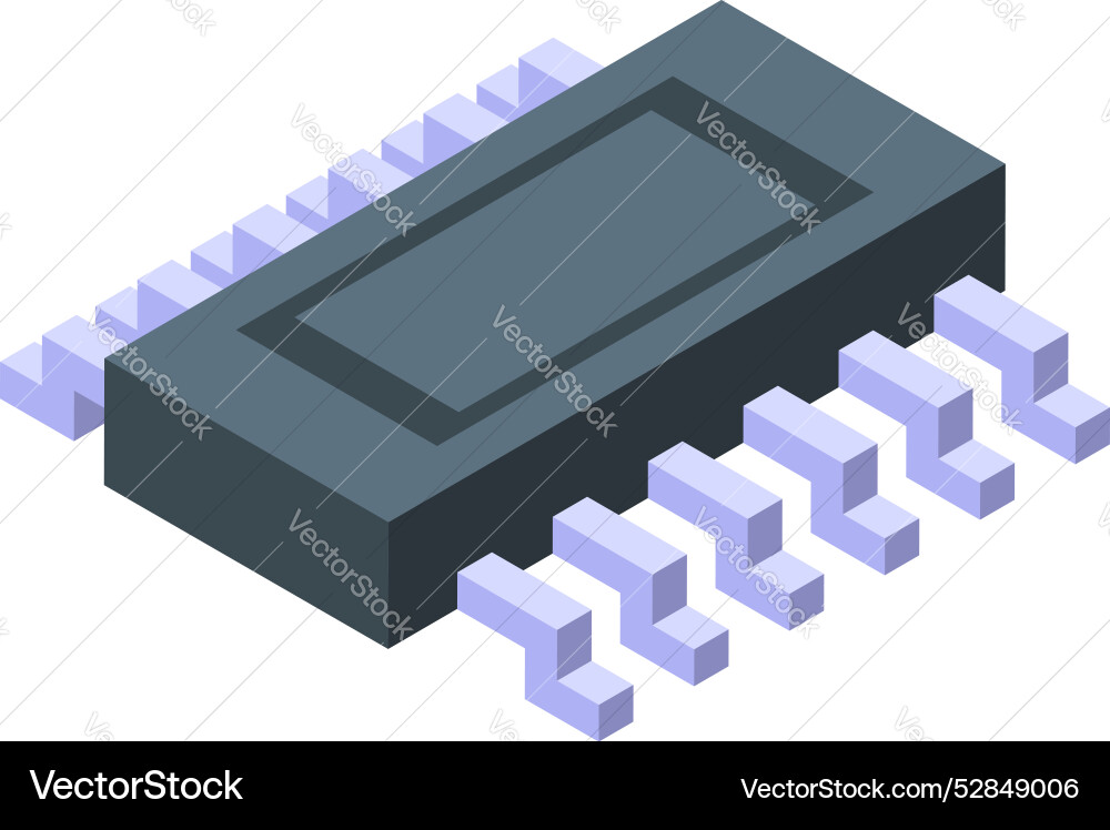 Microchip with contacts connecting to motherboard Microchip with contacts connecting to motherboard vector image