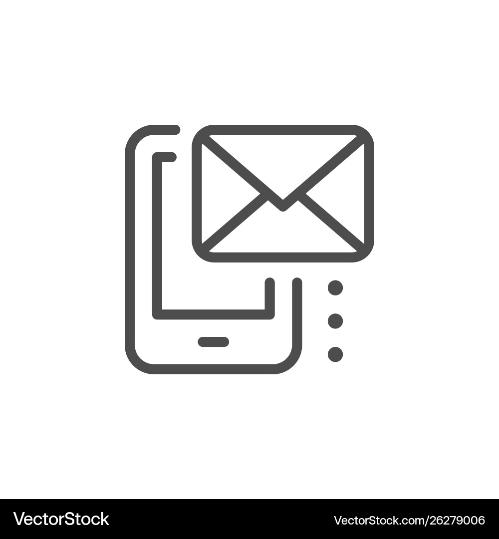 Mobile Mail Icon - Line Art Vektorbild