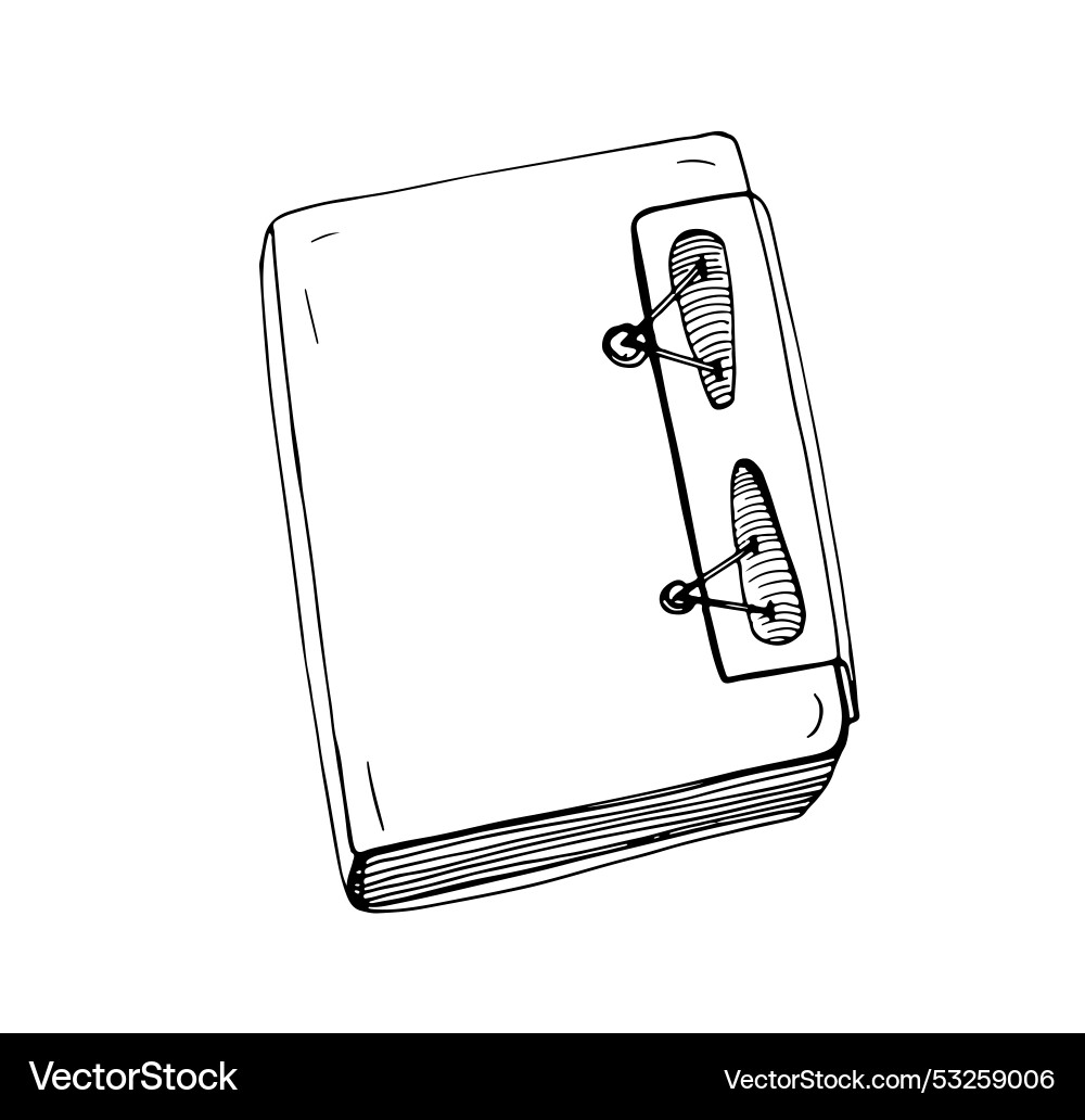 Notebook with tied string closure hand-drawn Notebook with tied string closure hand-drawn vector image