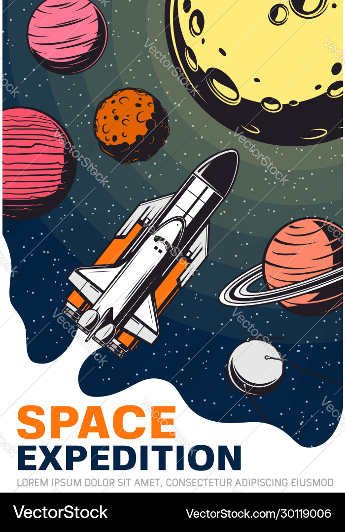 Rocket Spase Galaxien Planeten Satellit und Sterne Rocket Spase Galaxien Planeten Satellit und Sterne Vektorbild