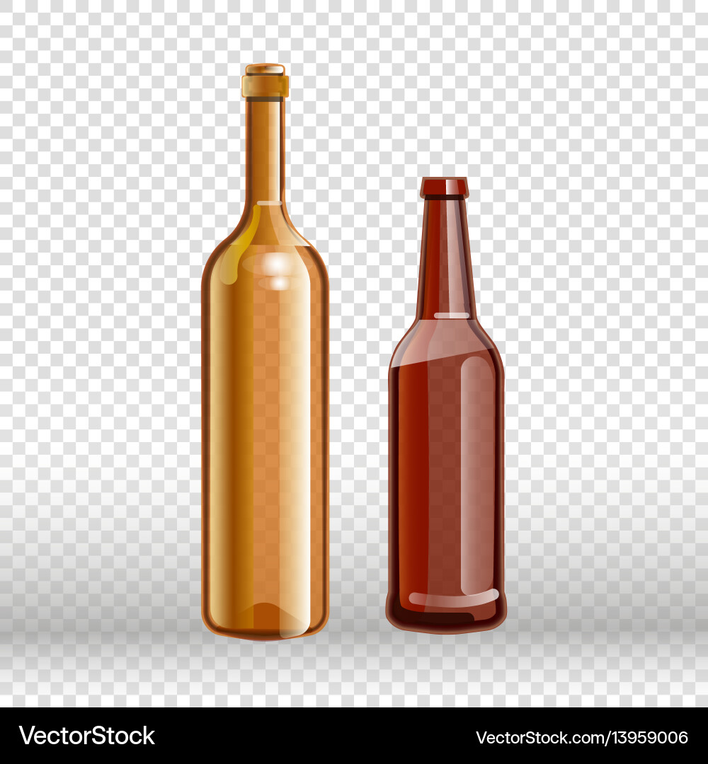 Two empty bottles of wine and beer isolated Two empty bottles of wine and beer isolated vector image