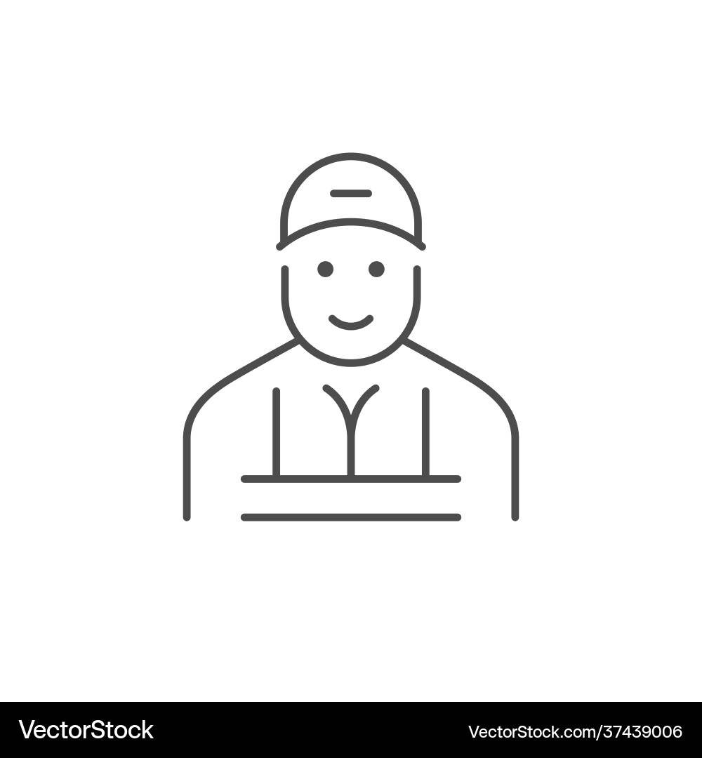 Worker in uniform line outline icon Worker in uniform line outline icon vector image