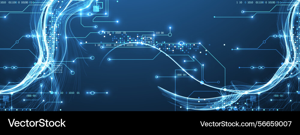 Abstract data wave with futuristic circuit lines Abstract data wave with futuristic circuit lines vector image