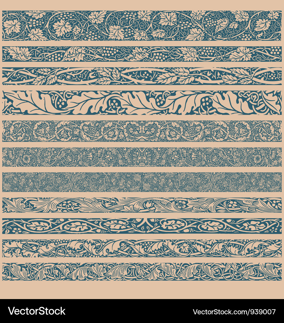 Botanical Border Patterns Vector Image