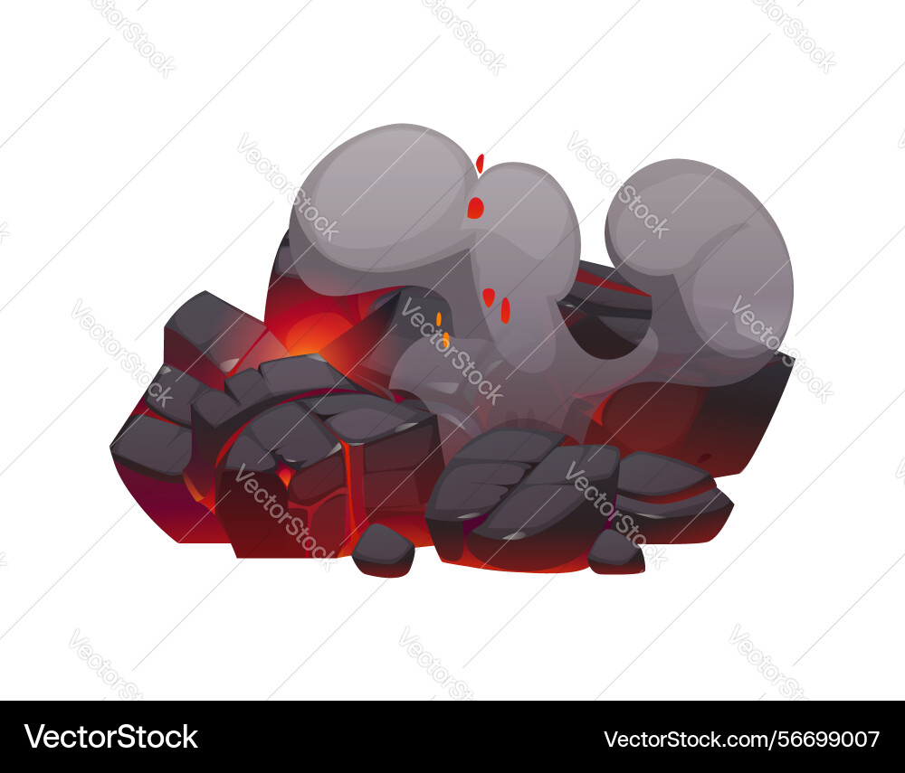 Cartoon fireplace charcoal fire burn ember coal Vector Image