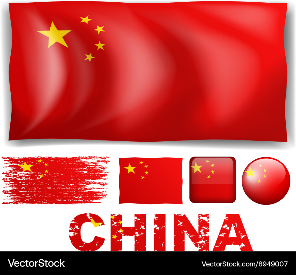 China flag in different design Vector Image