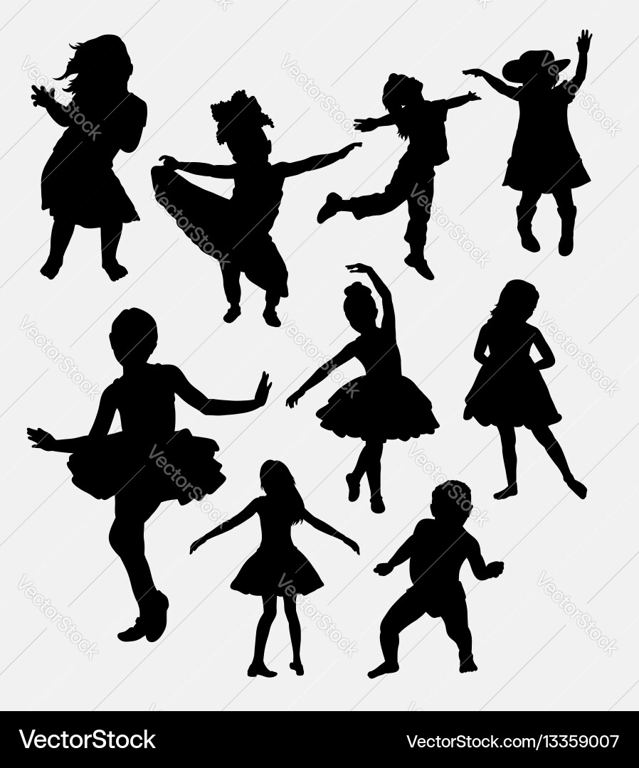Dancing Silhouette of a Child Vector Image