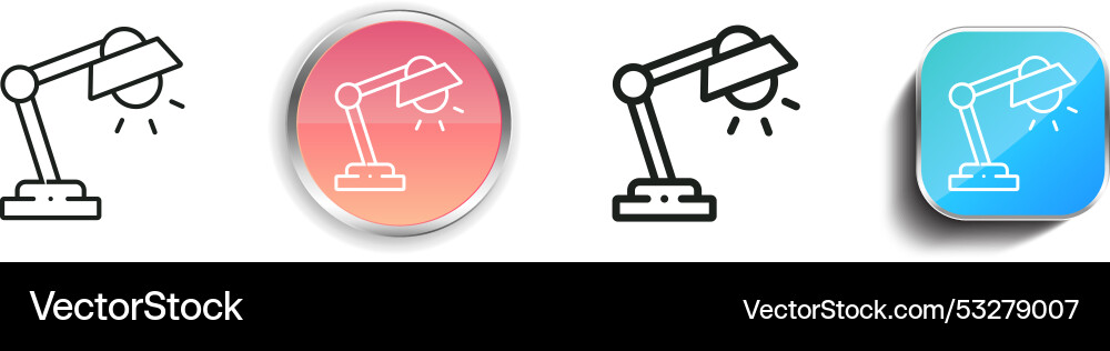 Desk lamp icon thin linear regular and button vector image