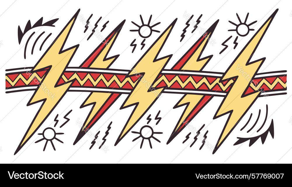Dynamic multiple lightning bolts for energy Vector Image