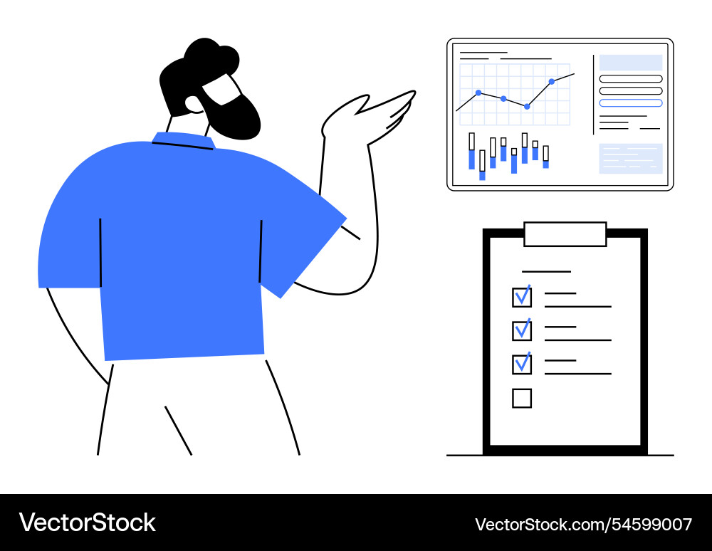 Professional analyzing data on a screen Professional analyzing data on a screen vector image