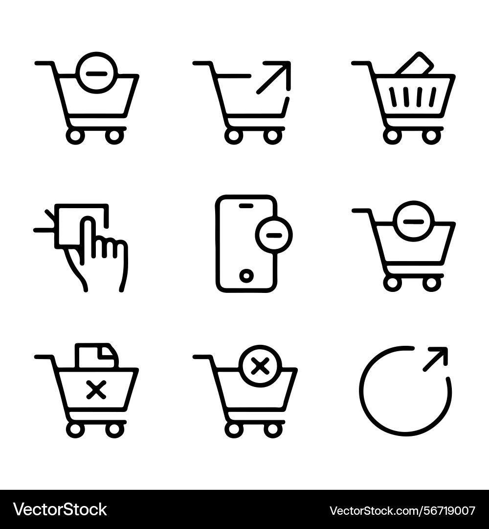 Remove from cart icon set vector image