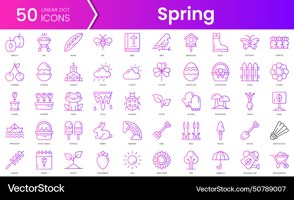Set of spring icons gradient style icon bundle Set of spring icons gradient style icon bundle vector image