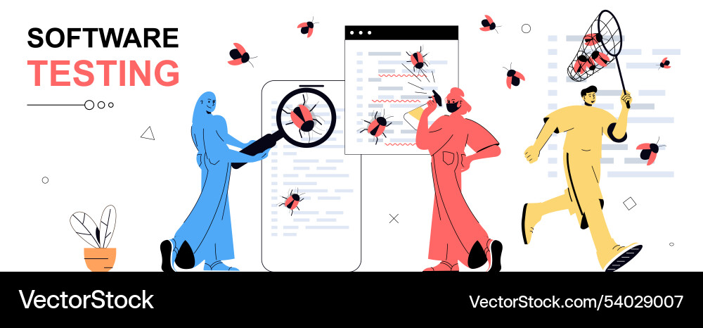Software Testing Cartoon Concept Vector Image