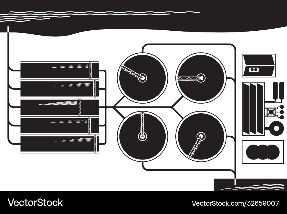 Water treatment plant from above vector image