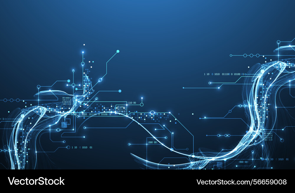 Abstract data wave with futuristic circuit lines Abstract data wave with futuristic circuit lines vector image