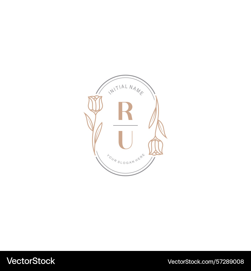 Botanical monogram logos with initial ru Botanical monogram logos with initial ru vector image