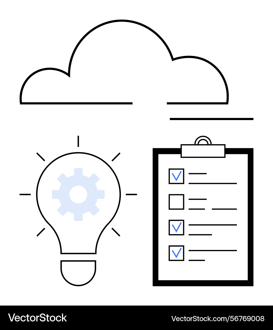 Cloud computing concept with innovation bulb Vector Image