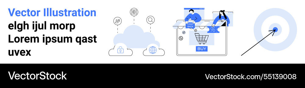 Cloud computing online shopping and data vector image
