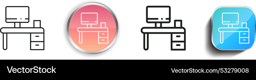 Desk icon thin linear regular and button style Desk icon thin linear regular and button style vector image