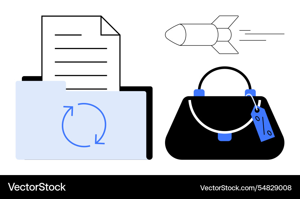 Document folder with refresh icon speeding rocket Document folder with refresh icon speeding rocket vector image