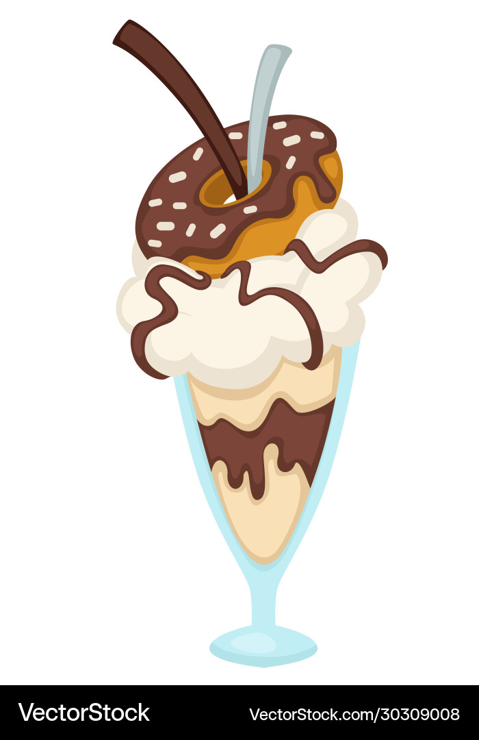 Eis Dessert mit Donut und Mousse auf der Oberseite Eis Dessert mit Donut und Mousse auf der Oberseite vektorbild