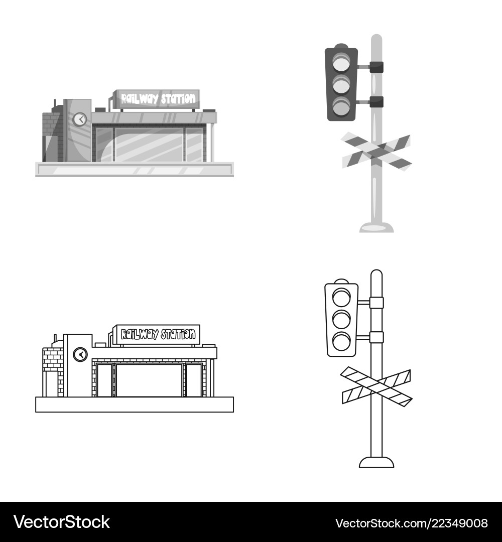 Isolated object of train and station icon set Isolated object of train and station icon set vector image