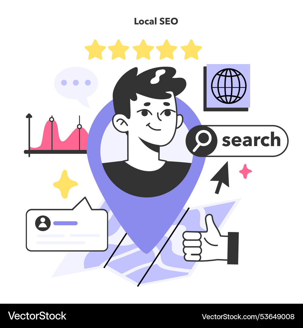 Local seo optimization search strategy Local seo optimization search strategy vector image