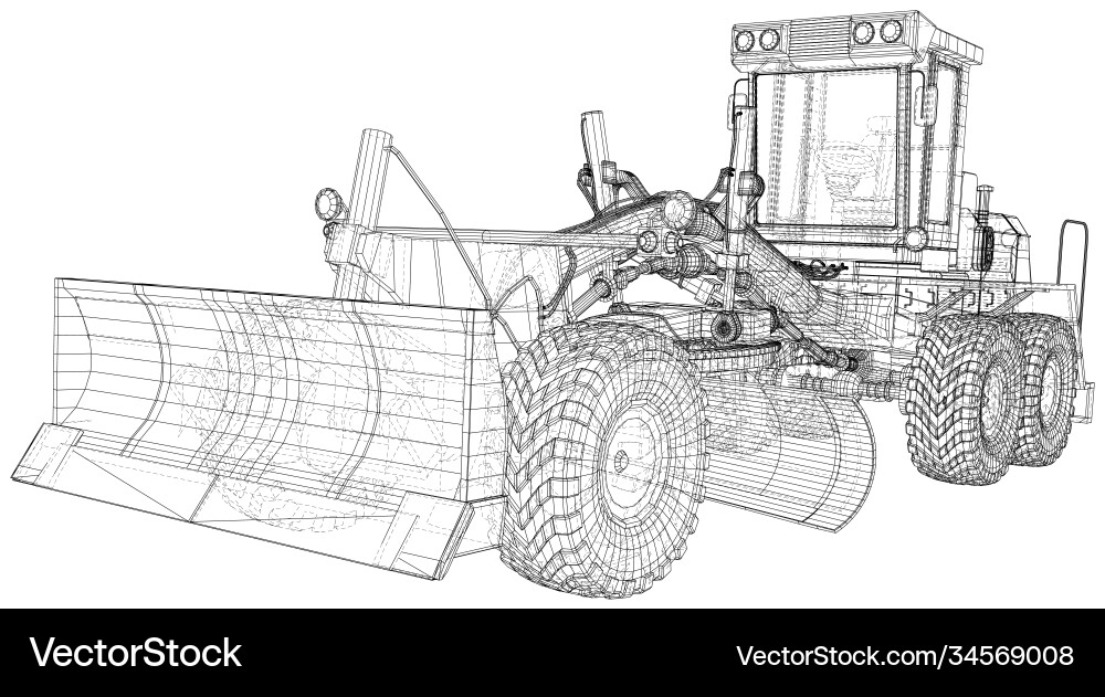 Motor Grader Wireframe vector image