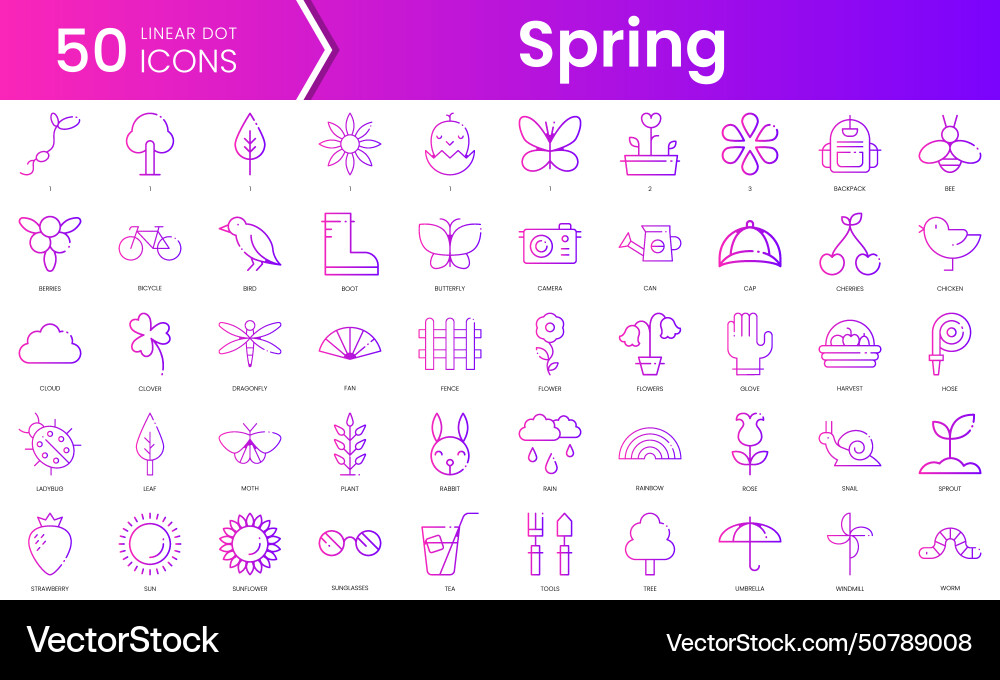 Set of spring icons gradient style icon Set of spring icons gradient style icon vector image