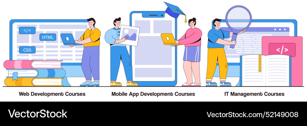 Web development courses mobile app Web development courses mobile app vector image