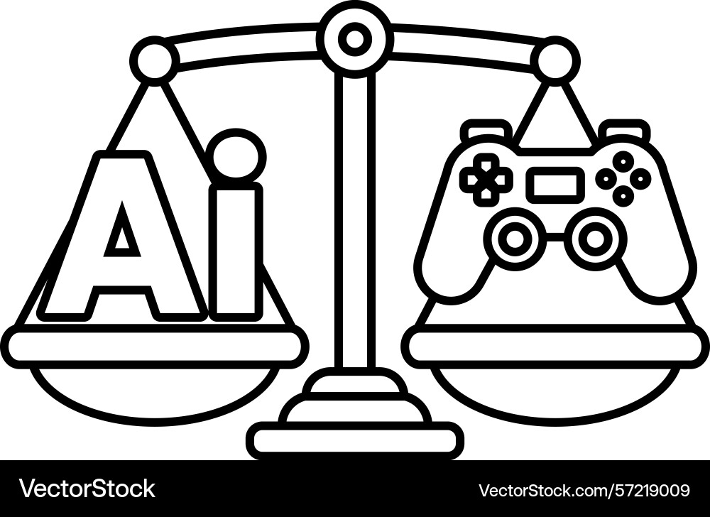 A scale with the word ai on one side and video A scale with the word ai on one side and video vector image