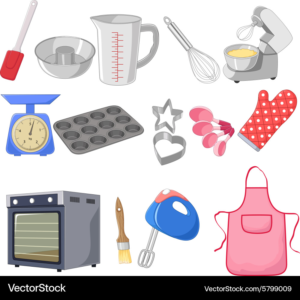 Cute Baking Cartoon Set Royalty Free Vector Image