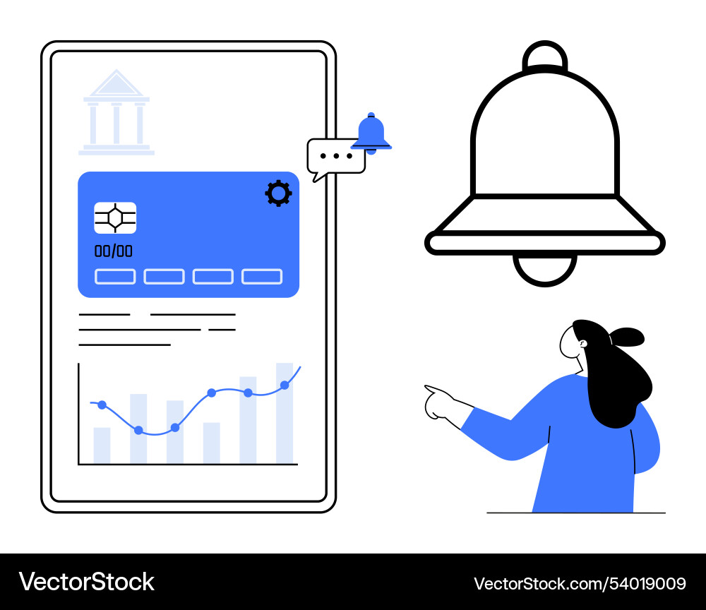 Digital bank notification interface with user Vector Image