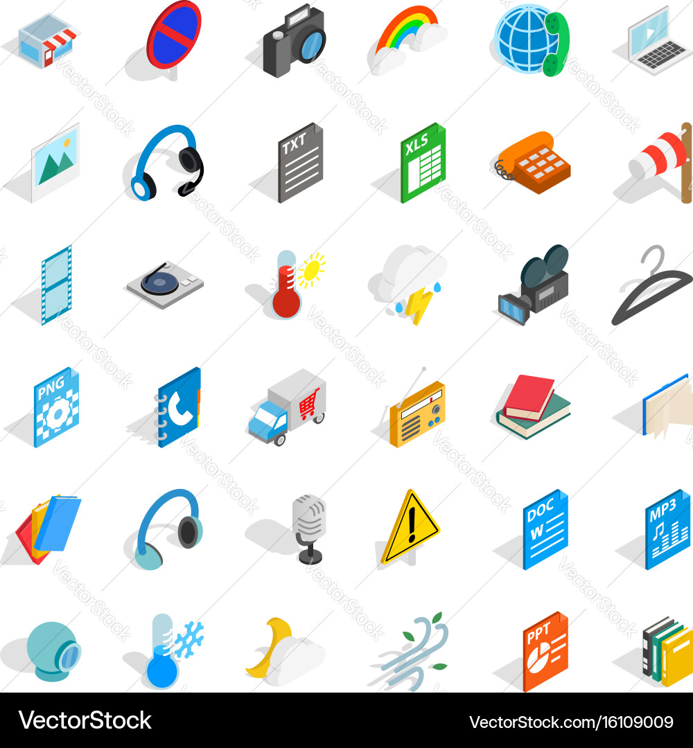 File and app icons set isometric style Vector Image
