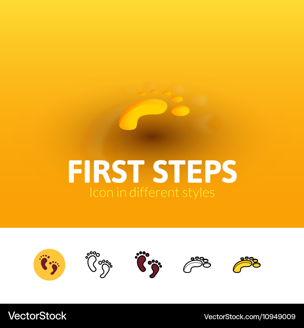 First steps icon in different style vector image