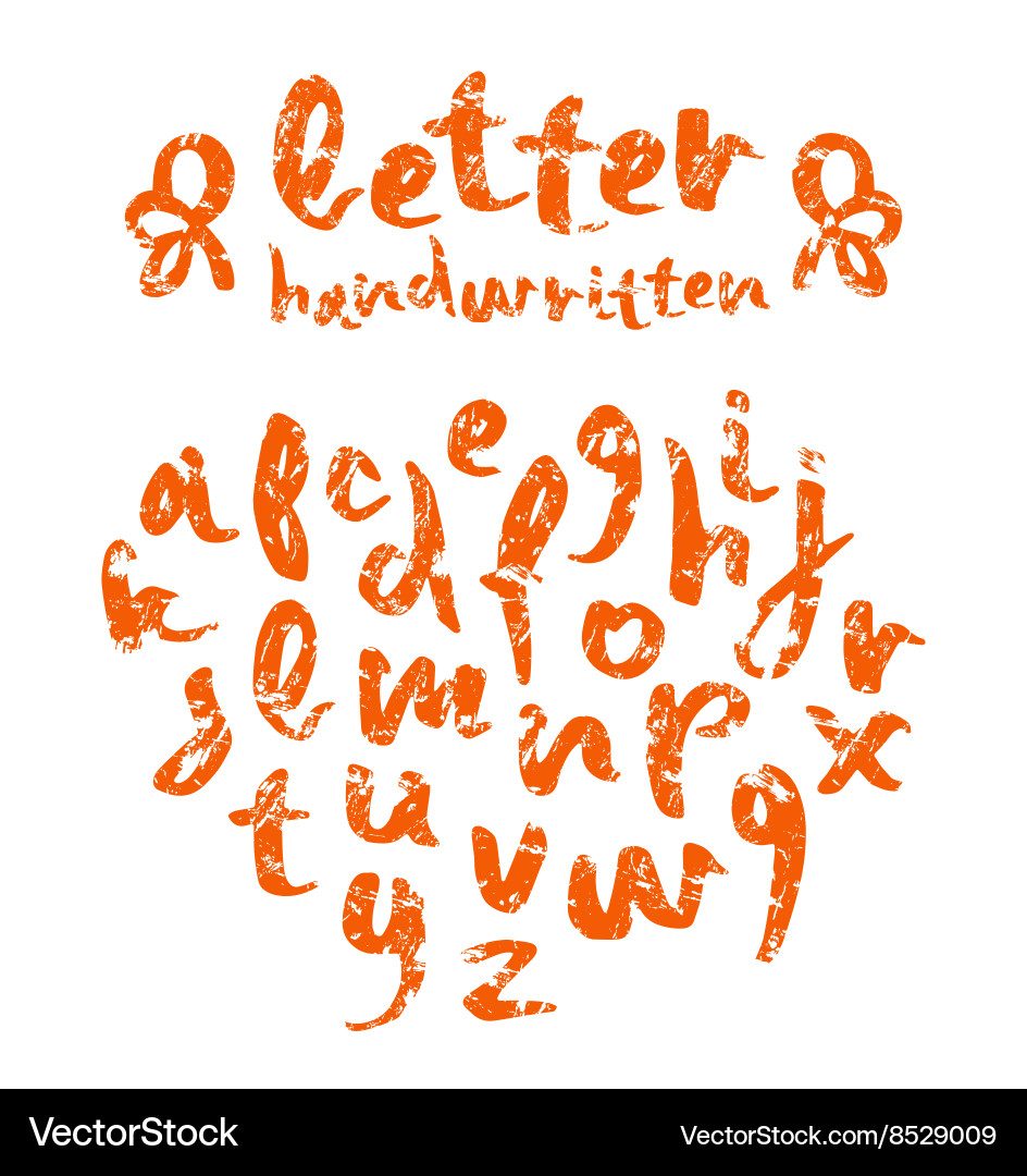 Handwritten brush script with shabby texture vector image