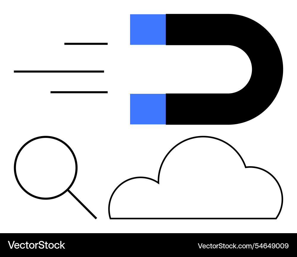 Magnet attracting data represented by magnifying Magnet attracting data represented by magnifying vector image