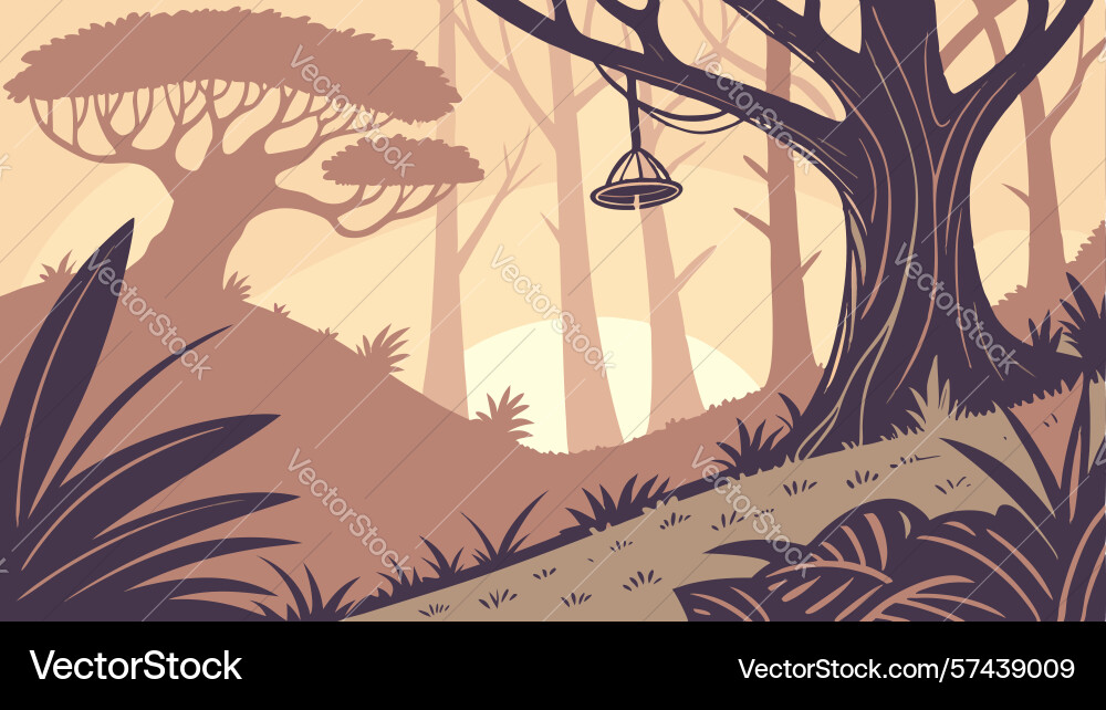 Nautilus shell in a mystical forest design vector image