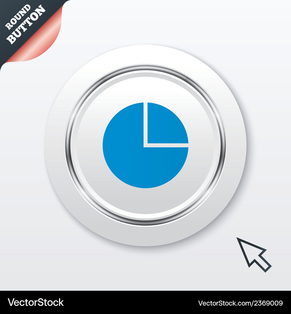 Pie chart graph sign icon diagram button Vector Image