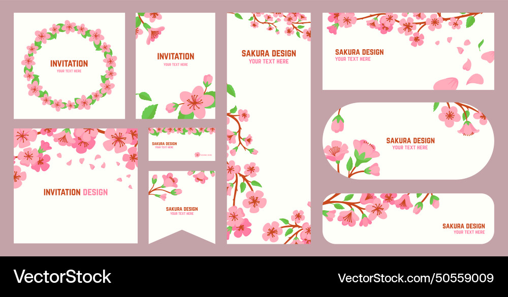 Sakura cards design invitation flyers Sakura cards design invitation flyers vector image